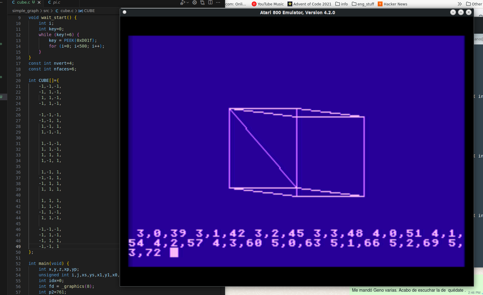 Atari 3D experiment with vertex drawing
